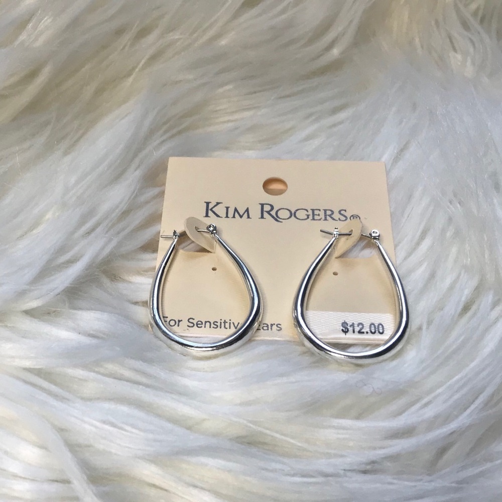 Silver-Tone Sensitive Skin Oval Hoop Earrings